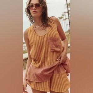 Free People Annabelle Striped Multicolor Gsyzy Yarn Dye Short Set